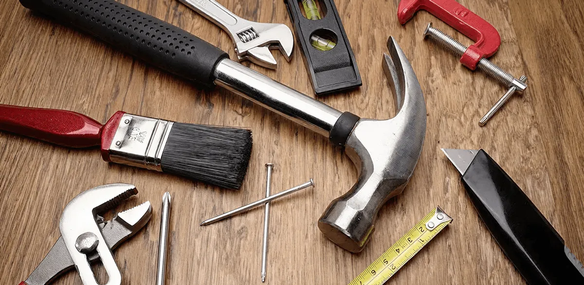 Handyman tools laid out for home repair and maintenance work in Providence, RI