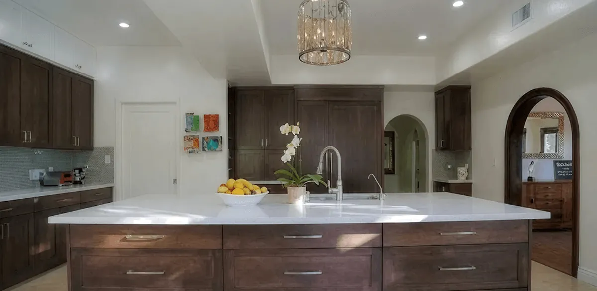 Cabinet refacing project with updated kitchen cabinets and island in Providence, RI